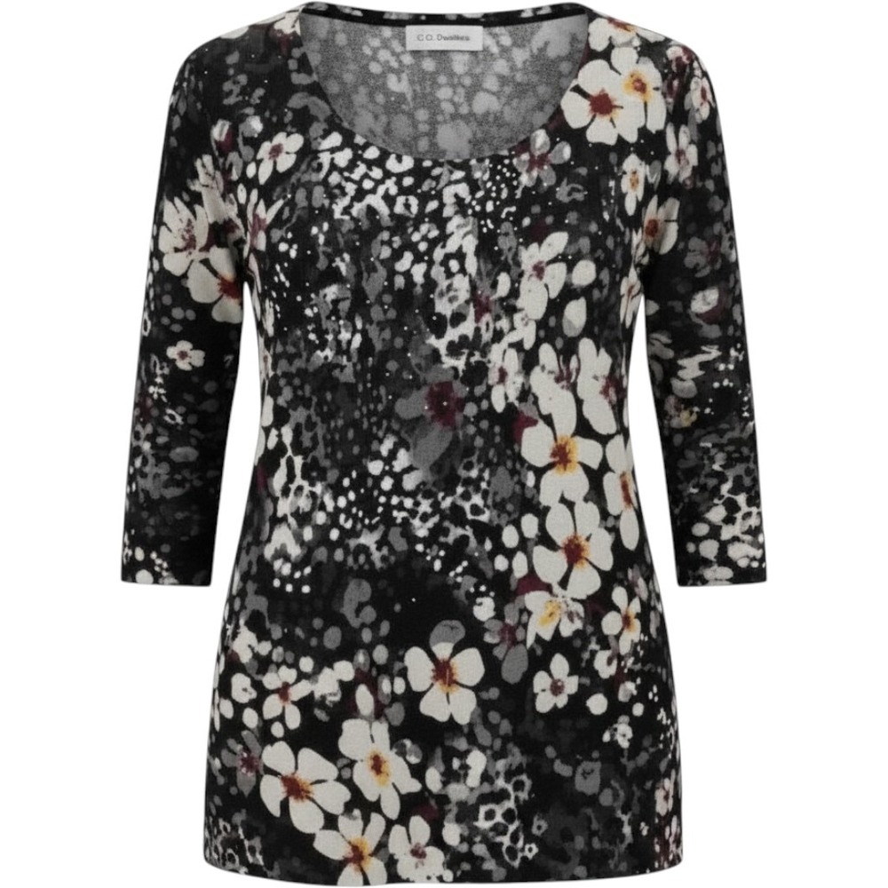 C.D. Daniels Womens size 1XL Floral Rhinestone Sweater Top, Y2K meets Fairycore